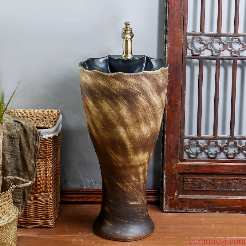 Jingdezhen ceramic stage basin, art basin stage basin to toilet lavabo balcony column basin suit