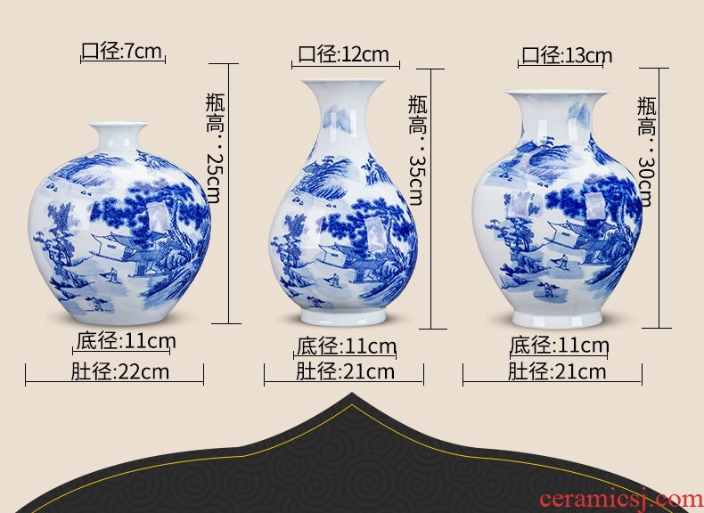 Jingdezhen blue and white porcelain vases, flower arrangement sitting room of Chinese style household ceramics study adornment handicraft furnishing articles gifts