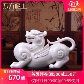 Oriental Chinese style living room furnishing articles dehua white porcelain clay ceramic process art decoration/the mythical wild animal D34-44 c