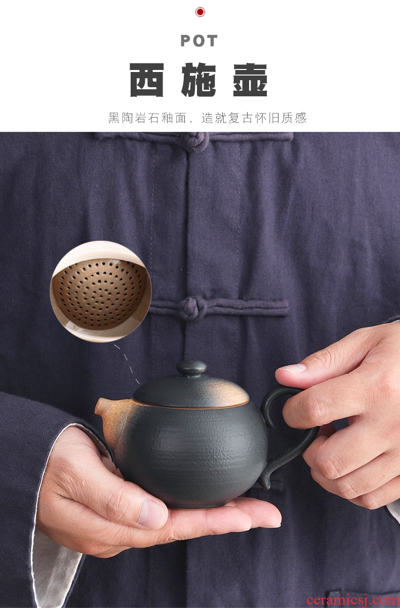 Bo yiu-chee Japanese coarse pottery kung fu tea set tea tureen teapot tea cups to wash to the whole household ceramics