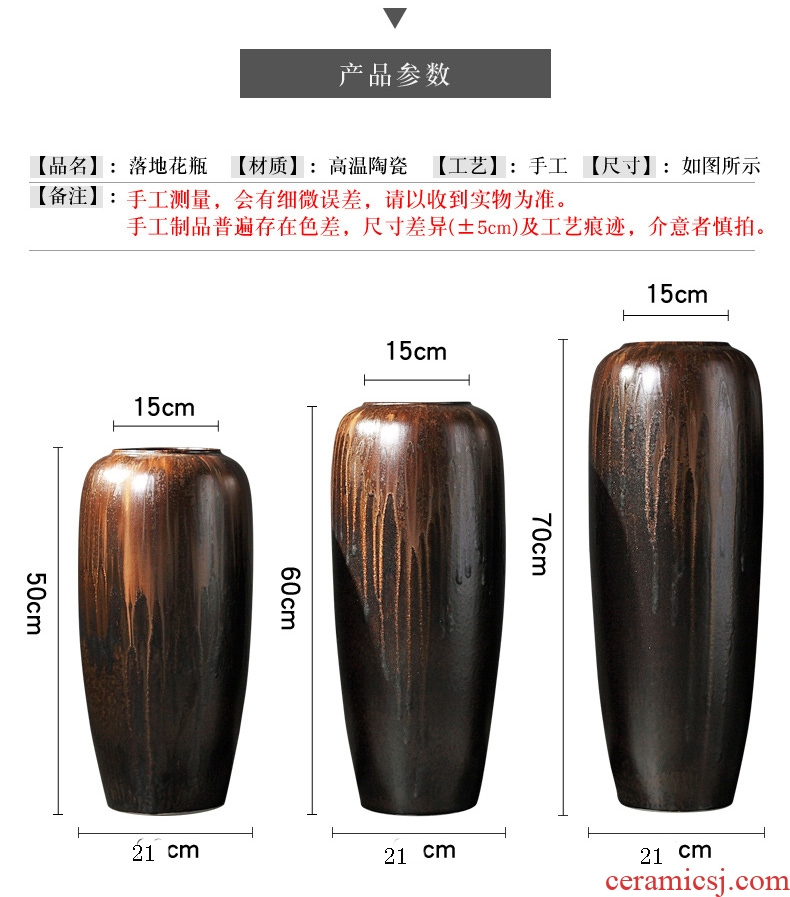 New Chinese style household act the role ofing is tasted grey wood grain ceramic vase furnishing articles large pot flowers, flower arranging furnishing articles sitting room - 566902717793