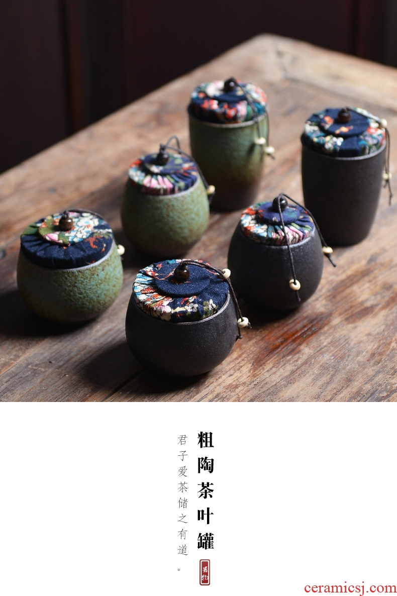 Bo yao caddy fixings small mini tea packaging can be customized glass coarse pottery retro ceramic seal pot