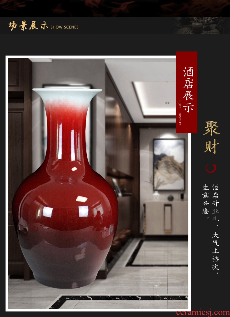 Landing a large vase of jingdezhen ceramics jun porcelain glaze cracks sitting room place flower arranging red decorative arts and crafts