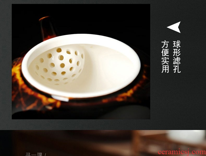 Continuous up with jingdezhen ceramic grain green was vintage single pot of konoha temmoku light household jizhou up make tea filter