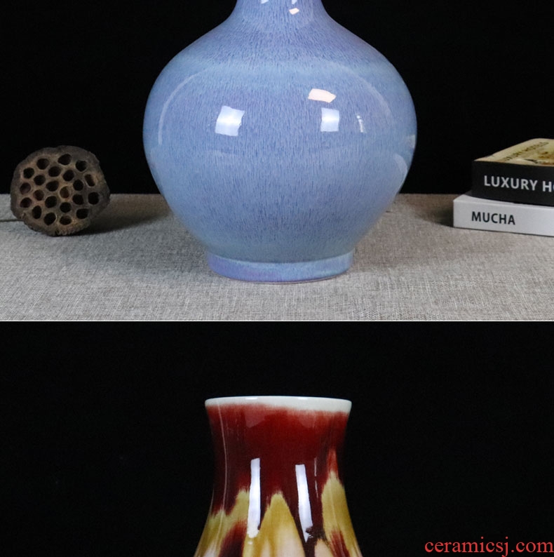 Large color glaze jun porcelain of jingdezhen ceramics vase furnishing articles stripe dried flower arranging flowers sitting room decoration