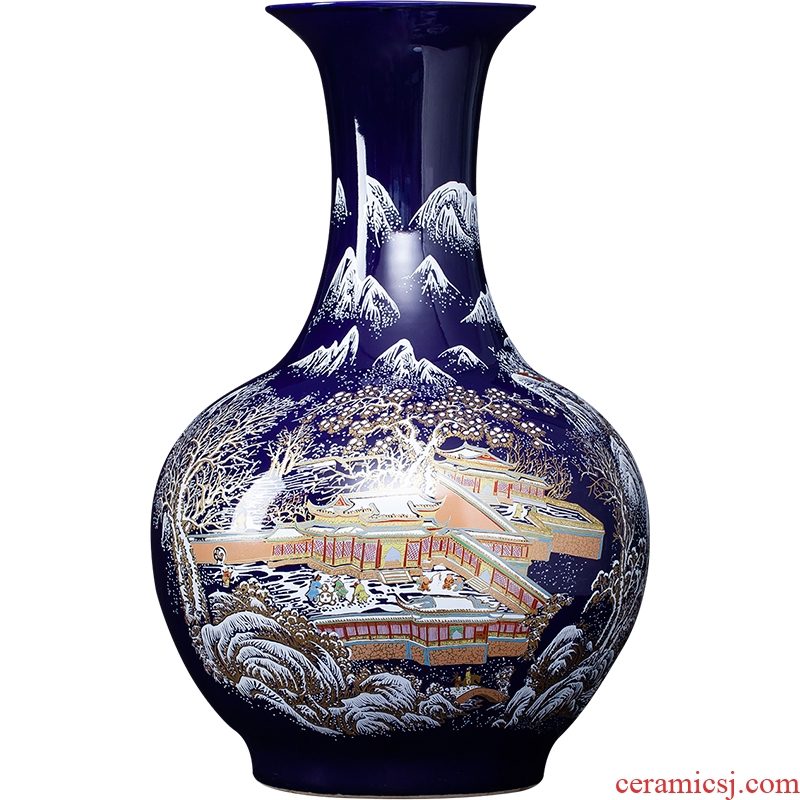 Archaize of jingdezhen chinaware big blue vase furnishing articles flower arranging ground adornment of Chinese style of the sitting room porch decoration