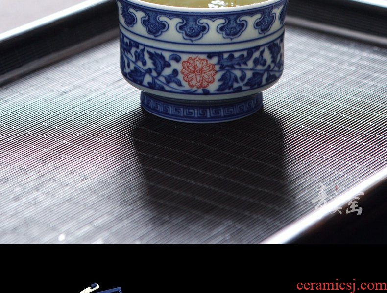 Continuous grain of jingdezhen ceramic checking sample tea cup master cup single cup of blue and white porcelain tea cups, kung fu tea cups