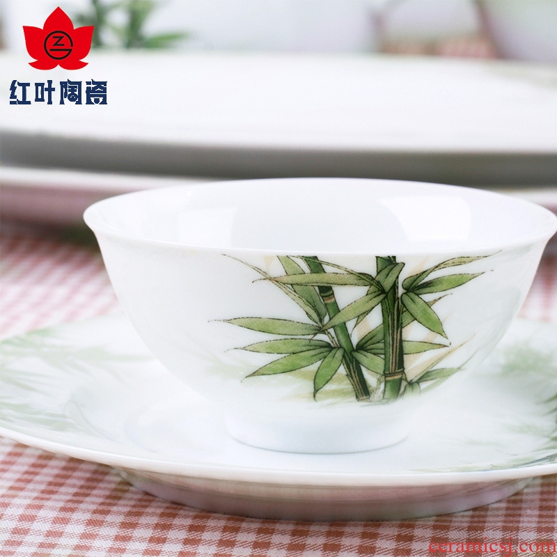 Red leaves jingdezhen ceramic 88 dishes suit Chinese wind tableware Chinese creative move bowls plates gifts