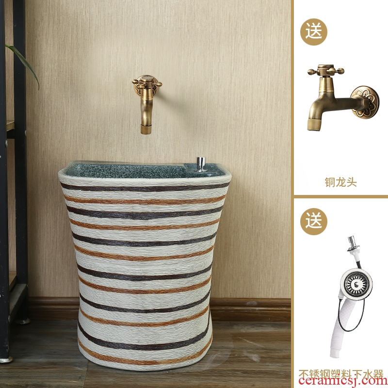 Vintage wash mop pool household balcony one - piece is suing toilet ceramic mop pool courtyard mop basin large size