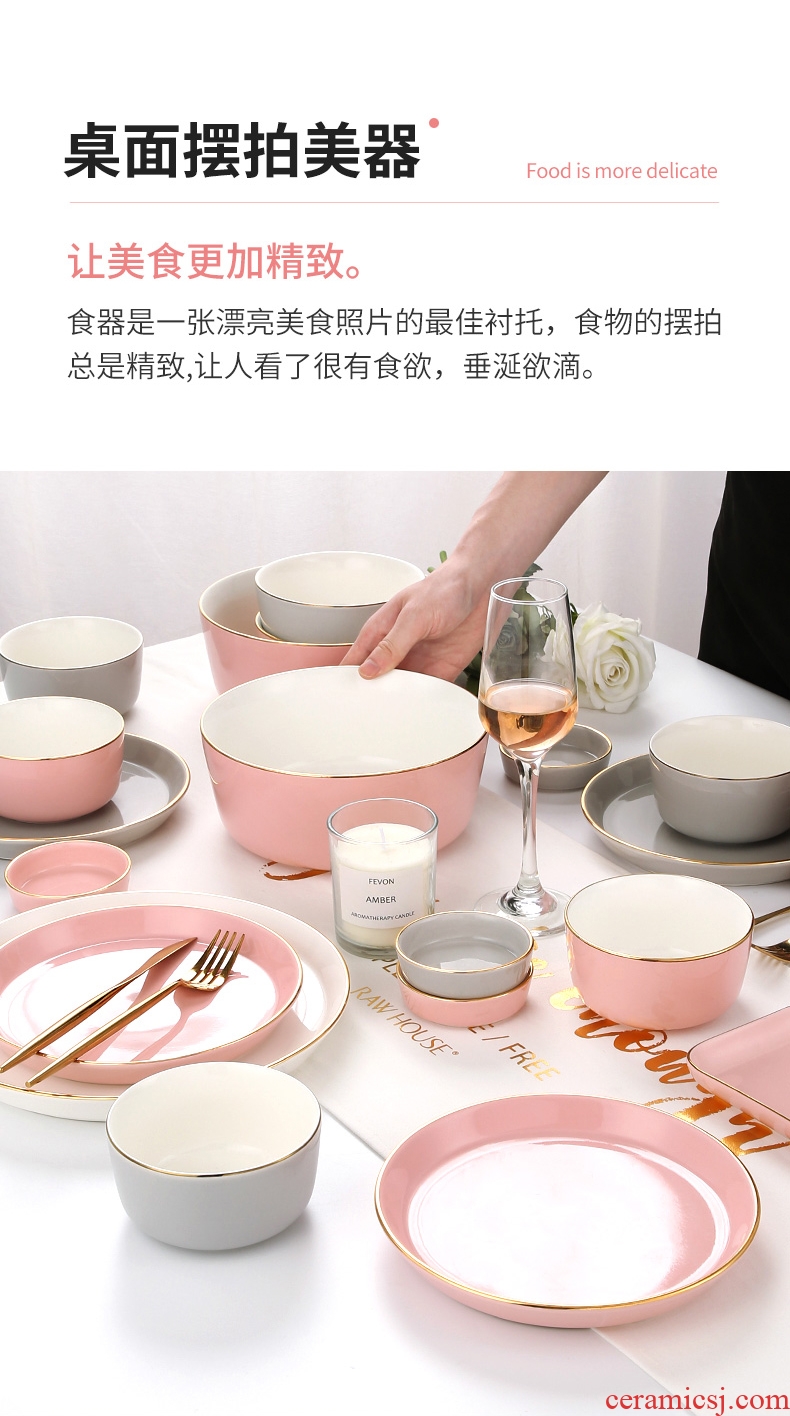 [directly] Nordic up phnom penh dish suit household chopsticks tableware jingdezhen ceramic bowl dish u.s but beautiful