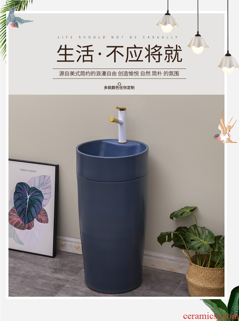 Northern wind column type lavatory basin of ceramic one - piece floor column balcony toilet lavabo contracted household