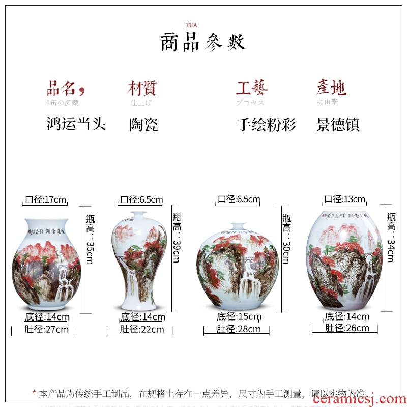 Jingdezhen famous hand - made ceramic vases, flower arranging living room TV cabinet decoration of Chinese style pomegranate bottles of furnishing articles