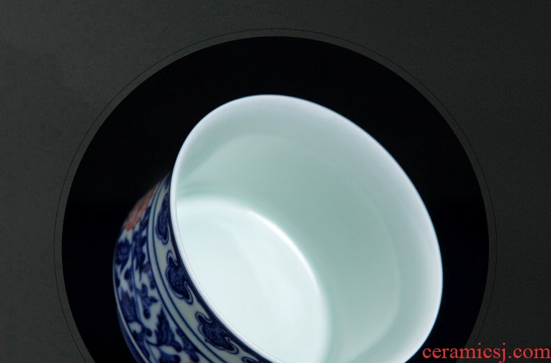 Continuous grain of jingdezhen ceramic checking sample tea cup master cup single cup of blue and white porcelain tea cups, kung fu tea cups