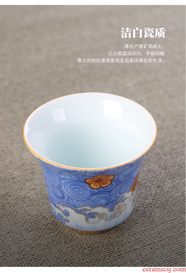 Colored enamel porcelain teacup household kung fu tea set sample tea cup jingdezhen single CPU master cup white jade porcelain tea bowl