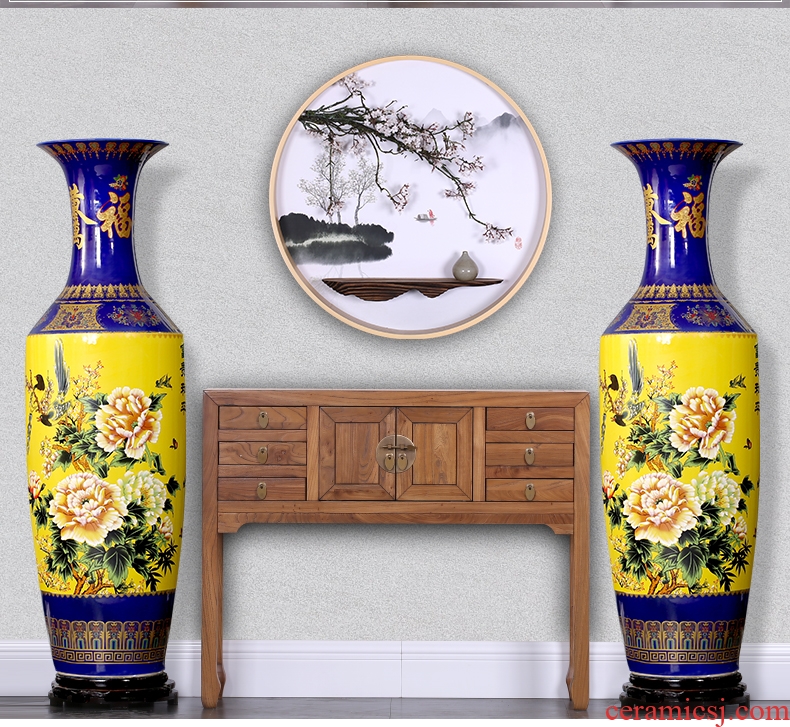Jingdezhen ceramic painting the living room the French antique blue and white porcelain vase qingming festival furnishing articles furnishing articles - 528819322101 hotel decoration