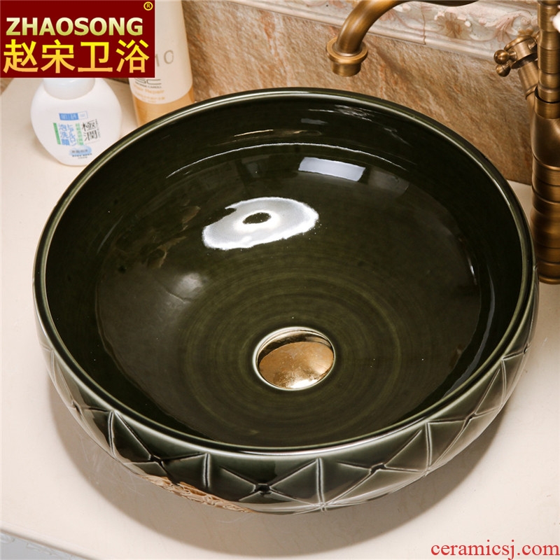 Restoring ancient ways of song dynasty ceramic art stage basin large round the lavatory toilet lavabo creative household balcony