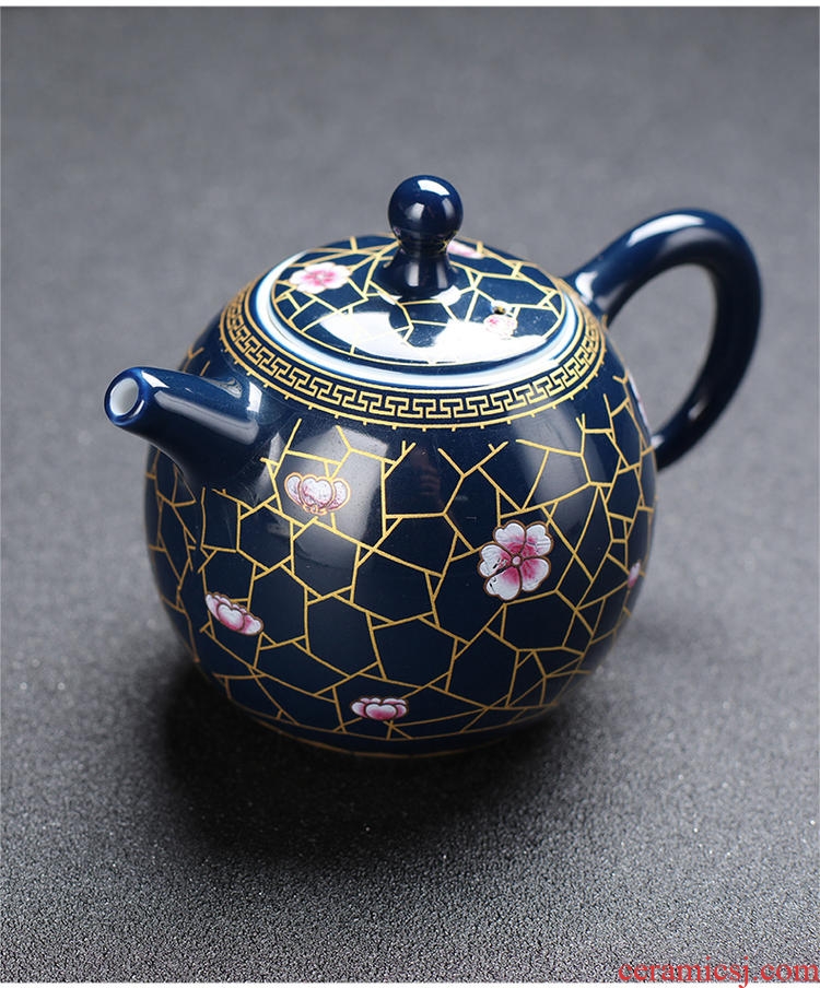 Four - walled yard modern household ji blue glaze kung fu tea set your up manual ceramic teapot tea tea set fair keller