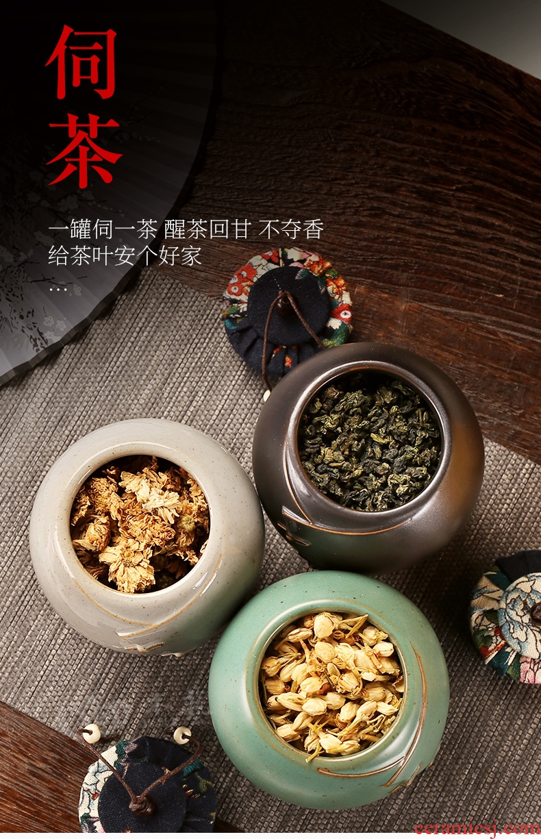 Household ceramic tea pot seal tank large installed coarse pottery small tea tea POTS retro puer tea storage box