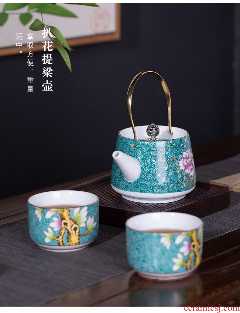 Grilled, flowers of jingdezhen ceramic teapot single pot small household ceramic teapot small mini girder pot
