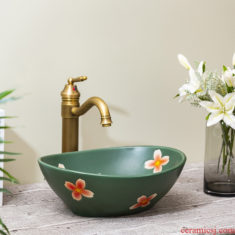 Jingdezhen ceramic toilet stage basin rain spring for wash basin, small family the lavatory toilet lavabo art