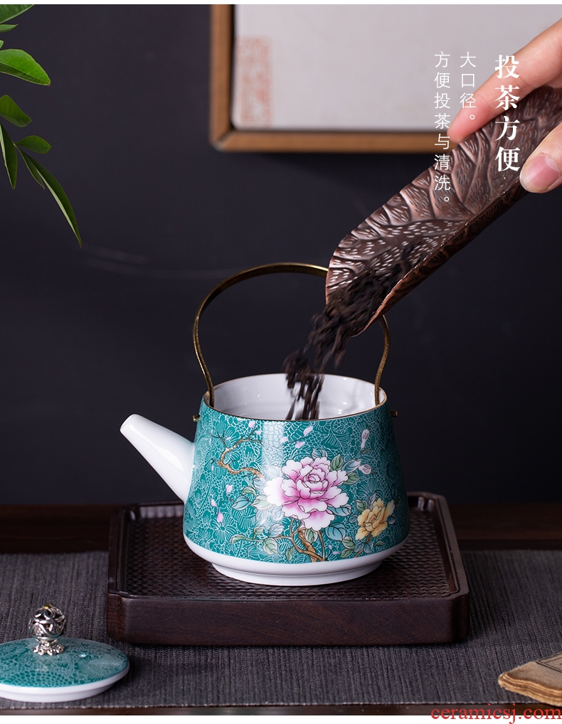 Grilled, flowers of jingdezhen ceramic teapot single pot small household ceramic teapot small mini girder pot