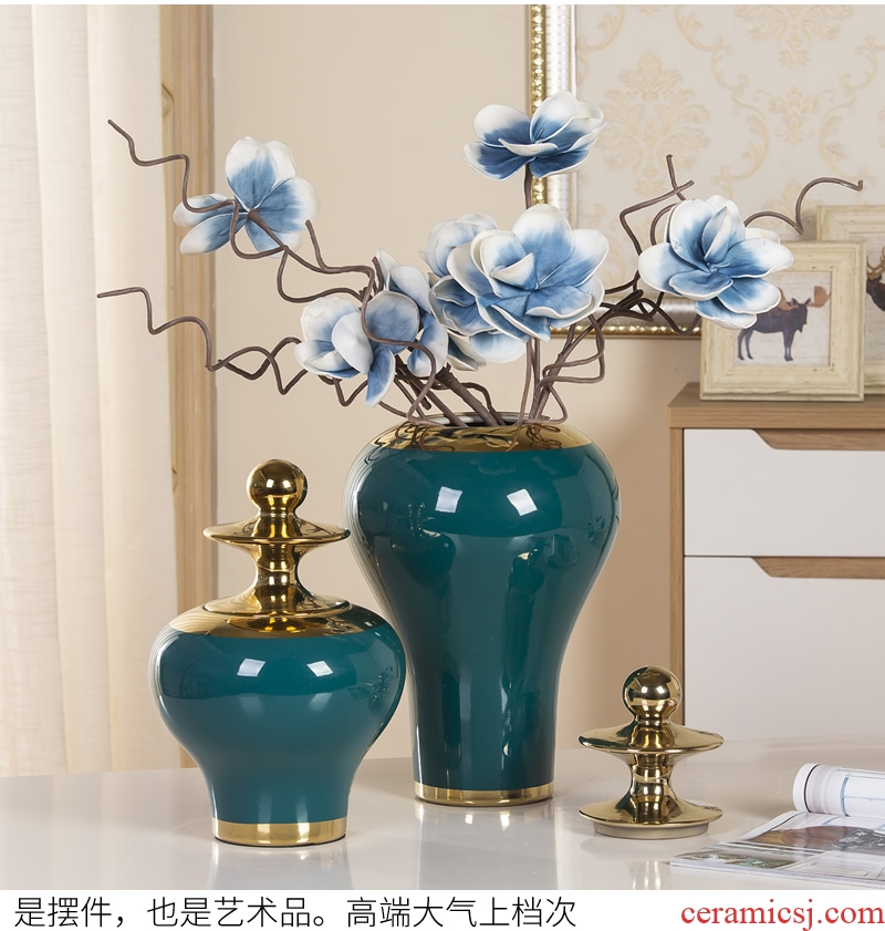 Jingdezhen ceramic vase household the general pot of new Chinese style porch example room dry flower arranging flowers, soft adornment is placed