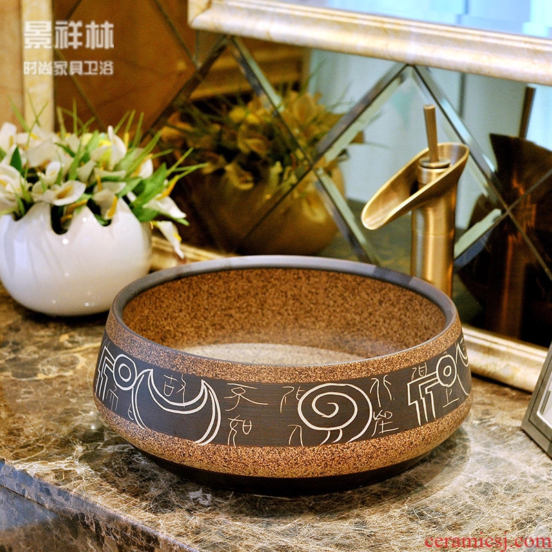 Package mail European contracted basin sinks the sink bowl shape of jingdezhen art stage basin & ndash; Antique paintings