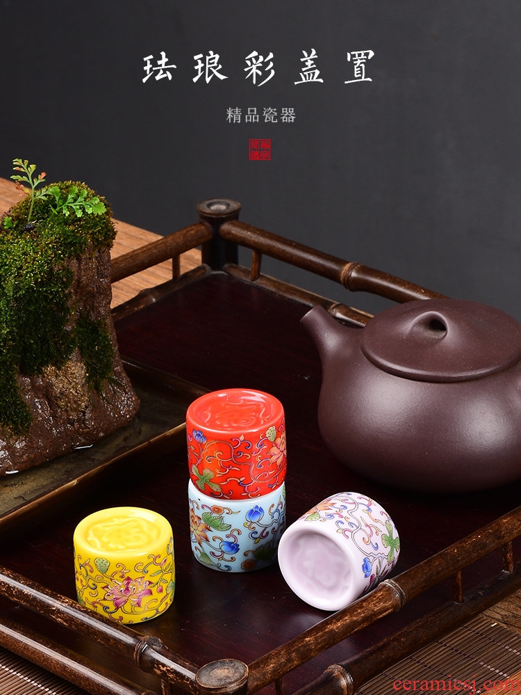 Enamel color purple lid bowl cover parts cover buy ceramic lid cup pad kung fu tea taking with zero