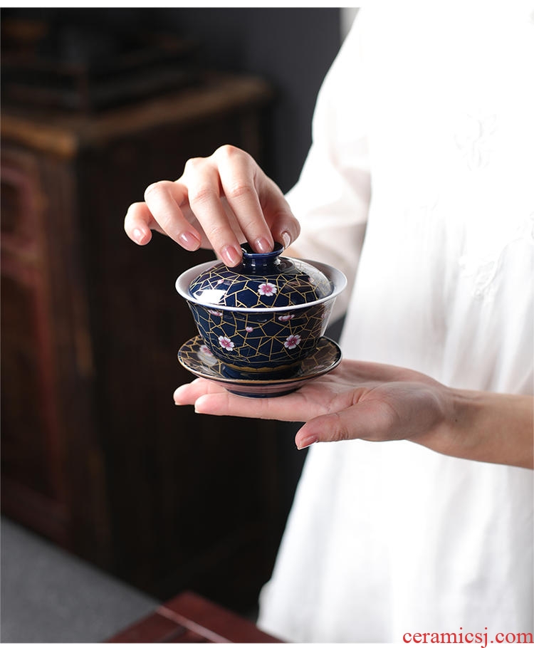 Four - walled yard modern household ji blue glaze kung fu tea set your up manual ceramic teapot tea tea set fair keller