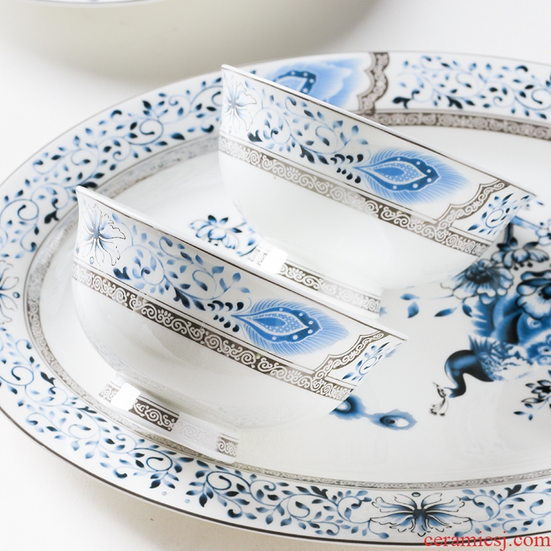 Chinese creative brand ipads porcelain tableware suit jingdezhen light key-2 luxury Chinese wind high - grade up phnom penh bowl dish dish gifts