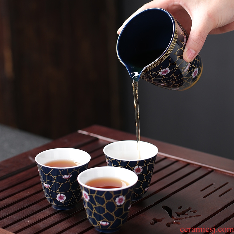 Four - walled yard modern household ji blue glaze kung fu tea set your up manual ceramic teapot tea tea set fair keller