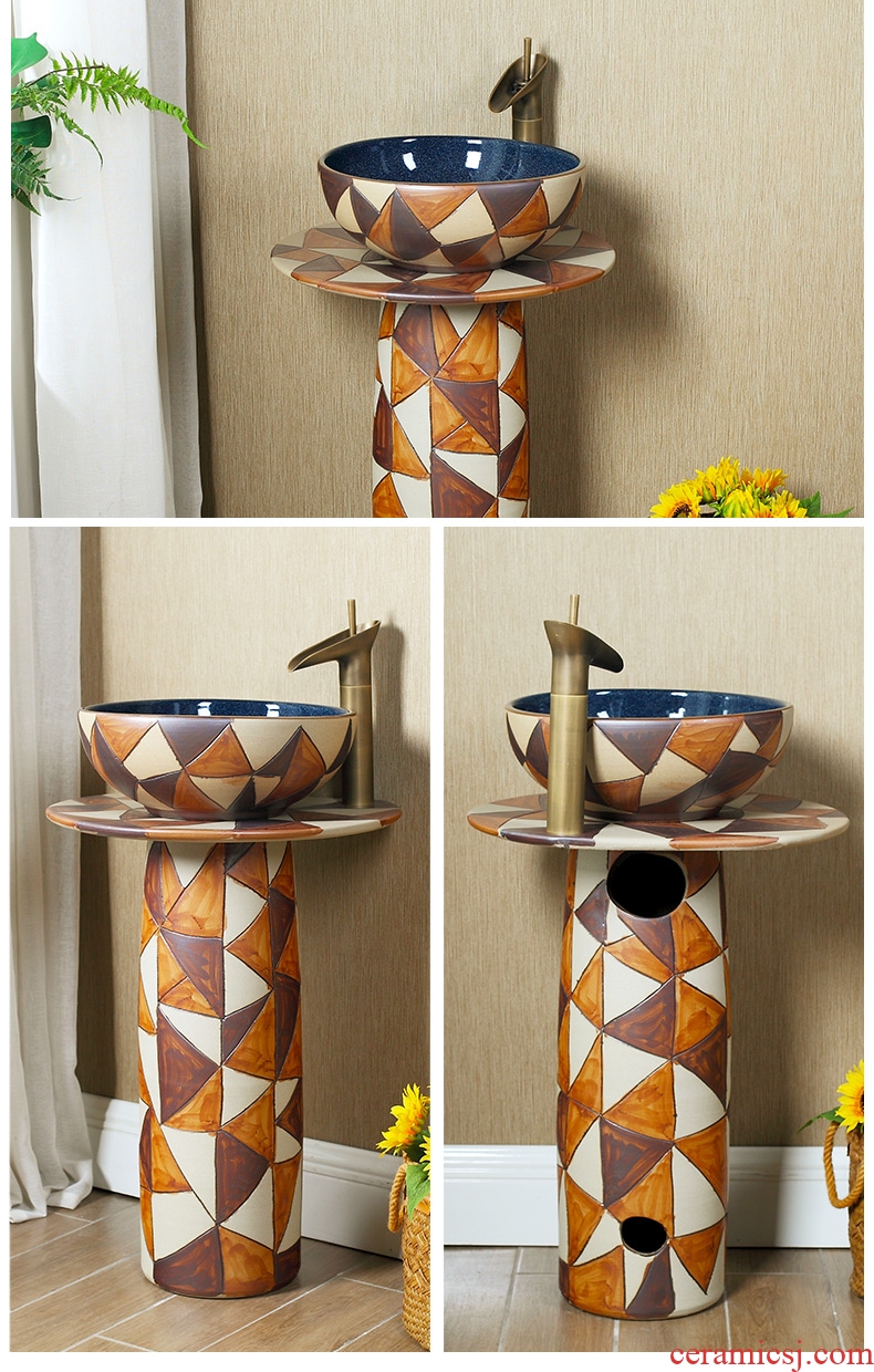 Ceramic sink basin one pillar type restoring ancient ways the lavatory basin toilet vertical column on floor pillar