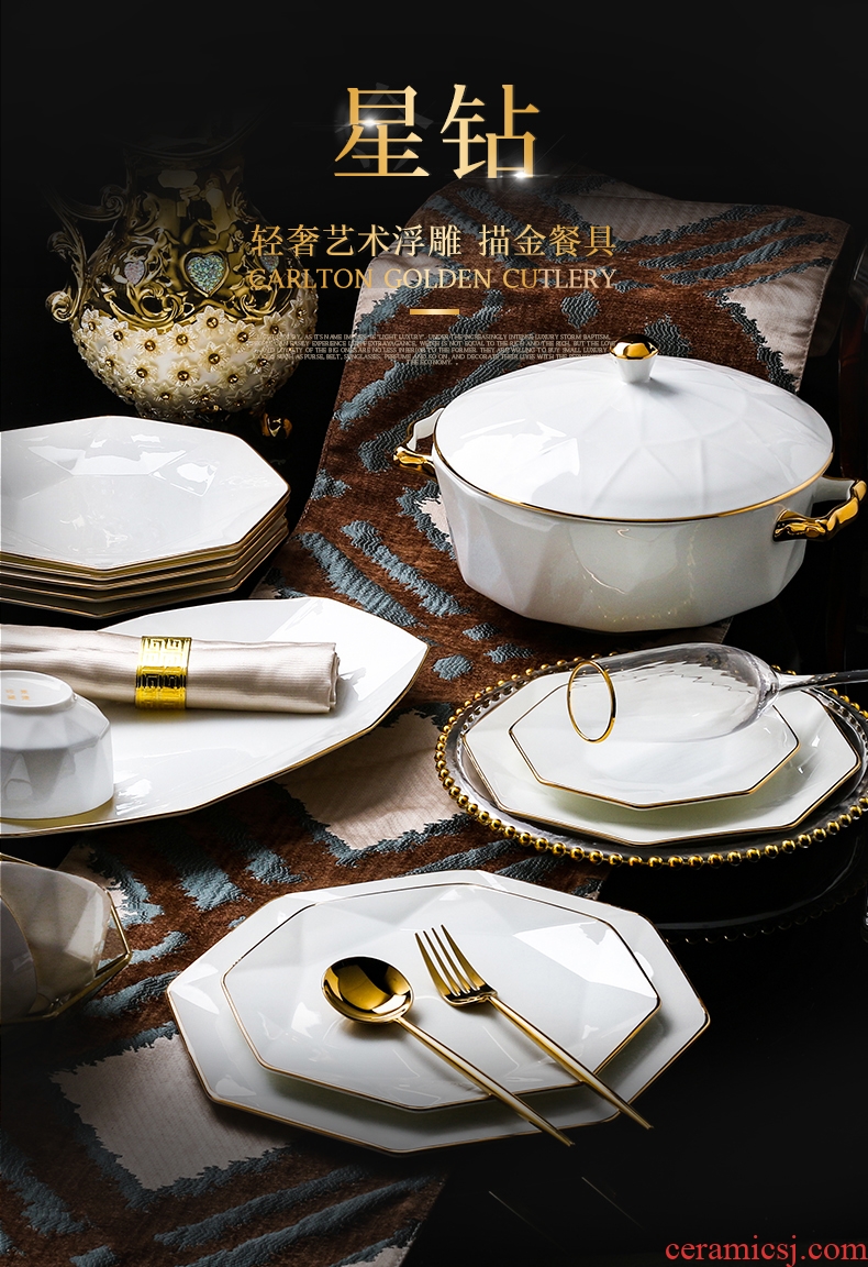 Jingdezhen European - style key-2 luxury suits for dishes home western - style tableware up phnom penh ipads porcelain dish dish diamond gift