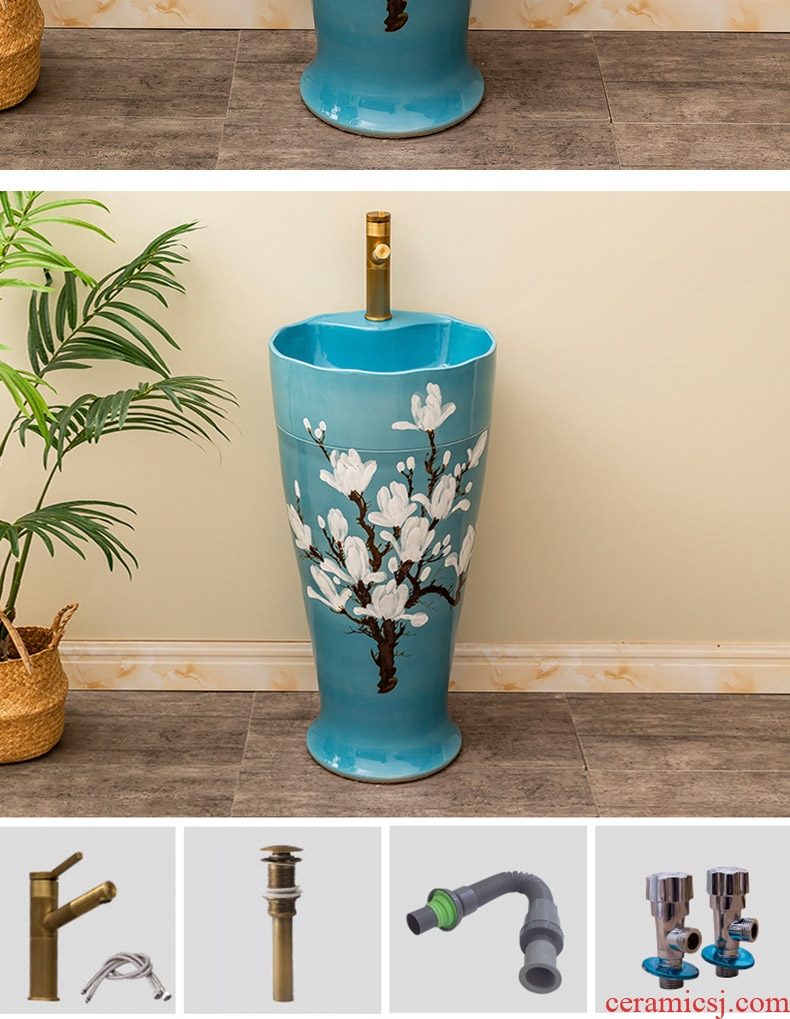 Ceramic column type restoring ancient ways the lavatory balcony column basin integrated household is suing courtyard floor the sink
