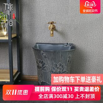 Retro ceramic wash mop pool mop pool one floor balcony toilet household automatic mop basin of water