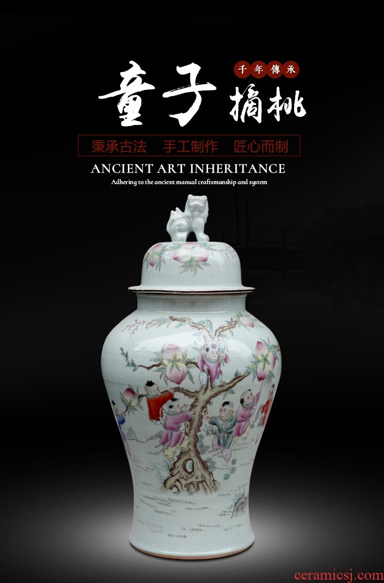 Jingdezhen famille rose porcelain vase of large household figures sitting room the lad figure general tank opening gifts furnishing articles