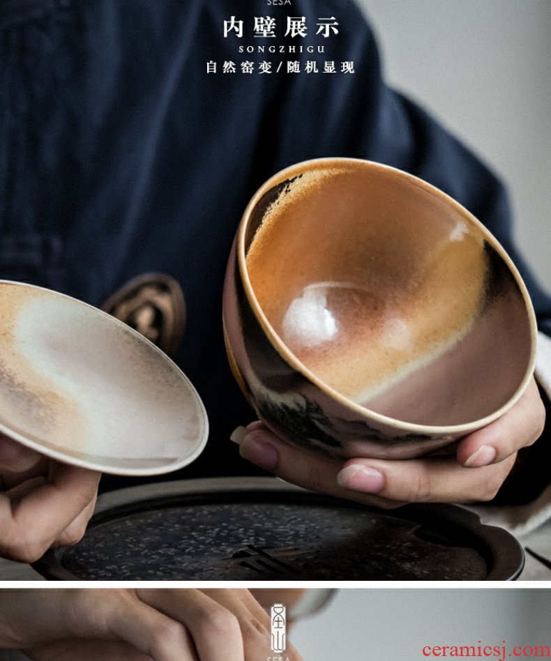 Continuous grain of wood up change hand - made scenery tureen jingdezhen kung fu tea tureen ceramic tea cups tureen