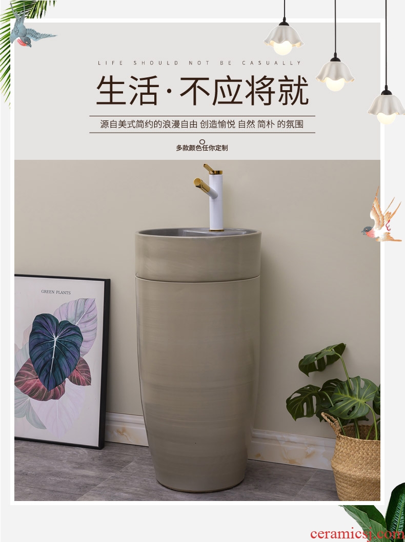 The Nordic ceramic basin of pillar type lavatory villa home one - piece floor column contracted bathroom sink basin