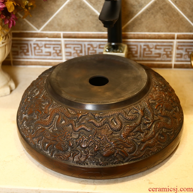 Basin of Chinese style restoring ancient ways the lavatory carved ceramic art stage archaize home toilet lavabo single Basin on stage