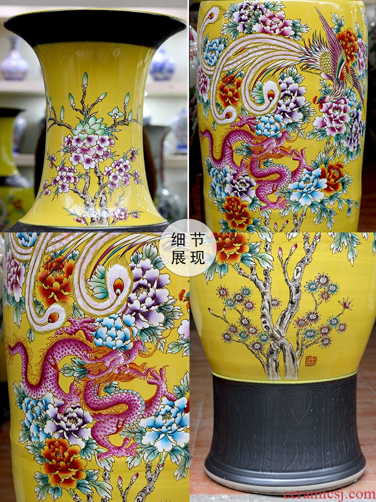 Jingdezhen ceramic home sitting room adornment hand - made in extremely good fortune of large vase study Chinese furnishing articles