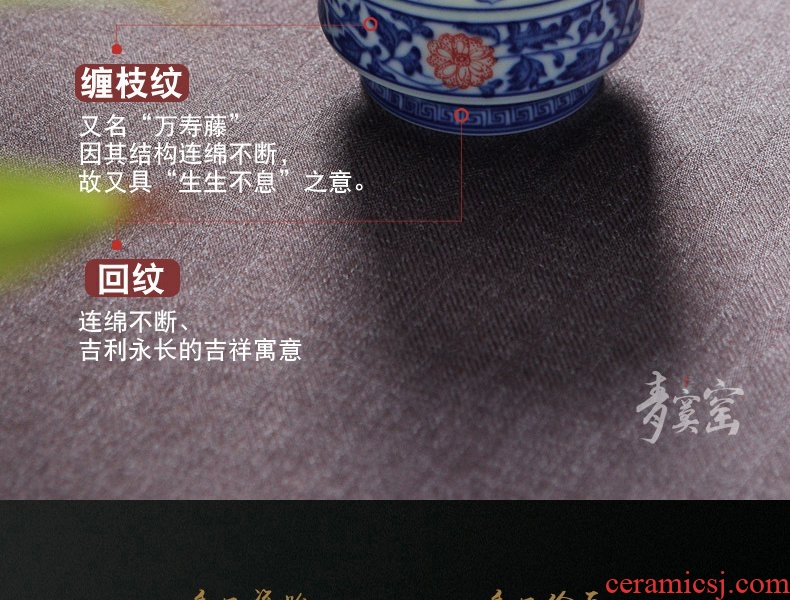 Continuous grain of jingdezhen ceramic checking sample tea cup master cup single cup of blue and white porcelain tea cups, kung fu tea cups