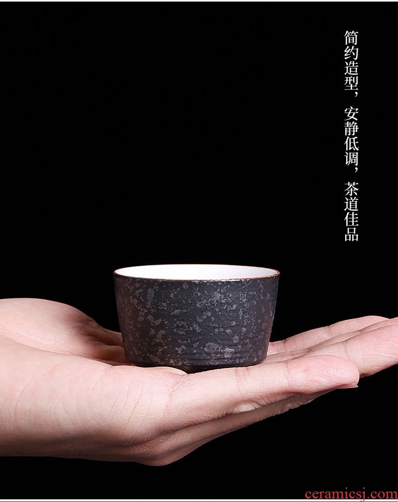 Tea seed Japanese coarse pottery teacup with coasters heat ceramic cups household master cup sample Tea cup single CPU