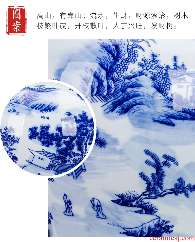 Jingdezhen blue and white porcelain vases, flower arrangement sitting room of Chinese style household ceramics study adornment handicraft furnishing articles gifts