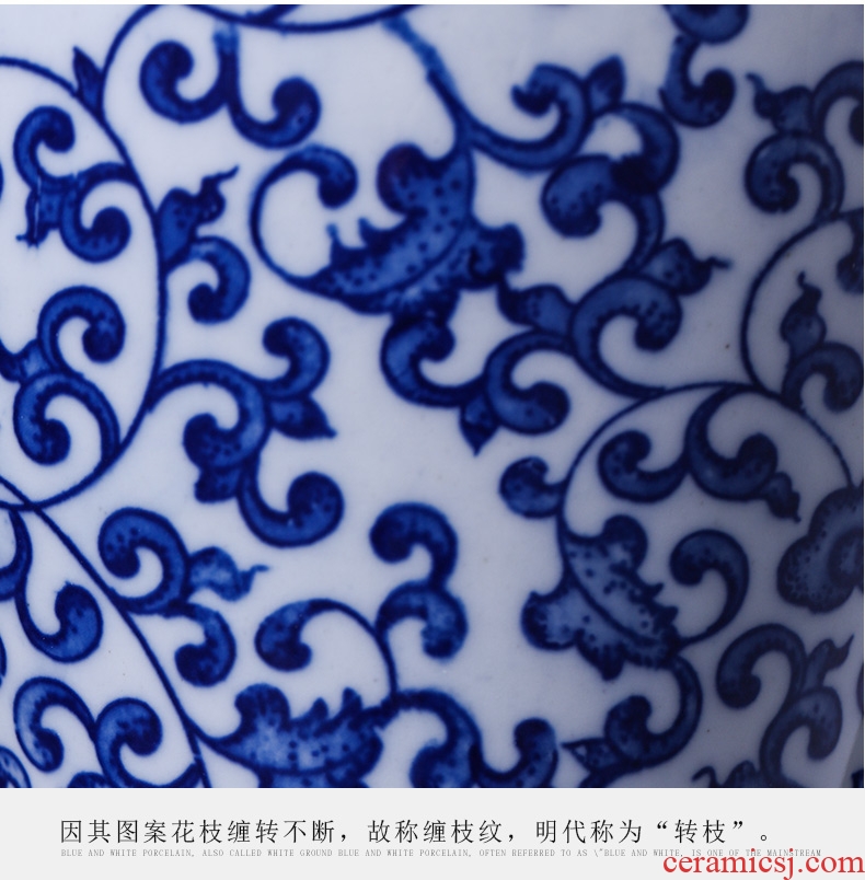 Blue and white porcelain of jingdezhen ceramics bound branch lotus bottle of flower arranging furnishing articles sitting room of Chinese style household decorative arts and crafts