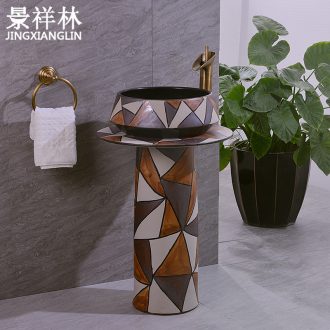 Contracted style restoring ancient ways pillar two - piece three - piece suit of jingdezhen lavabo ceramics art basin sinks