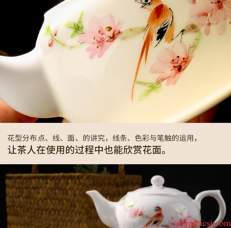 Red porcelain jingdezhen hand - made kung fu tea set home 5 head teapot teacup water point of a complete set of peach blossom put