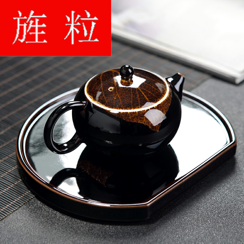 Continuous up with jingdezhen ceramic grain green was konoha temmoku light household teapot manual kung fu tea set the teapot