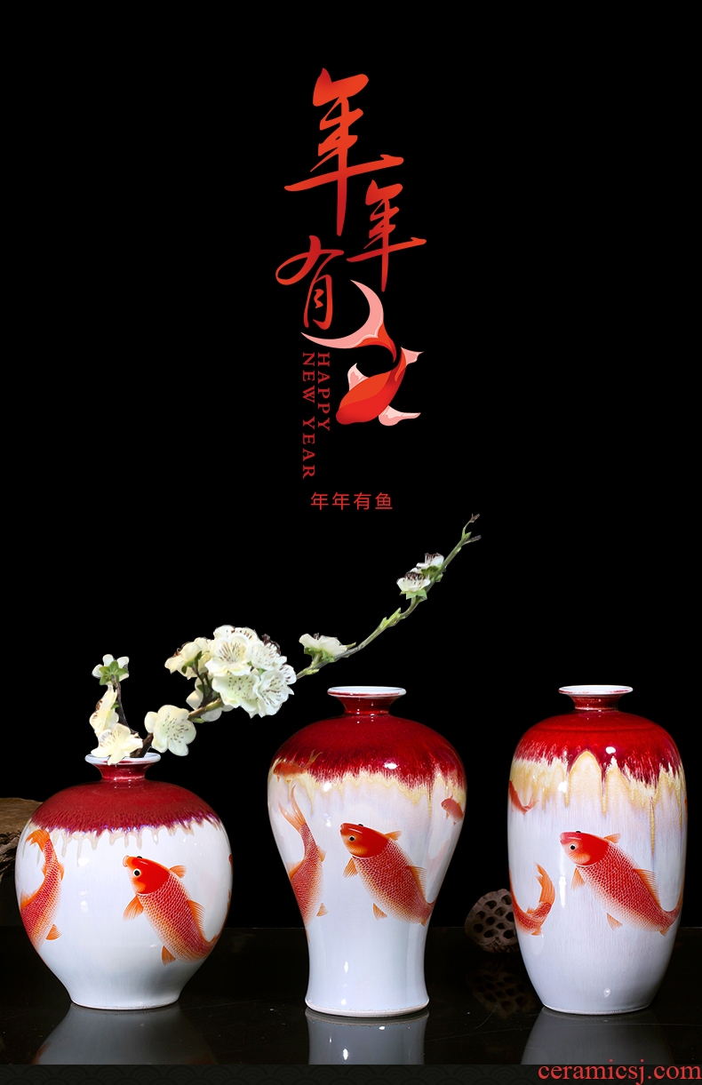 Jingdezhen ceramics archaize of pomegranate vases, flower arranging new Chinese style classical sitting room adornment is placed more every year