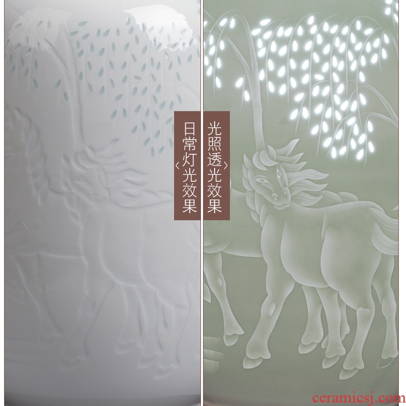 Jingdezhen ceramics hand - made steed vases, flower arrangement sitting room of Chinese style household adornment TV ark, furnishing articles present