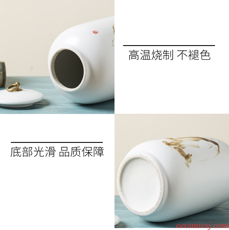Jingdezhen ceramic vase furnishing articles hand - made zen new Chinese style dried flowers, flower arranging storage tank cover pot sitting room adornment